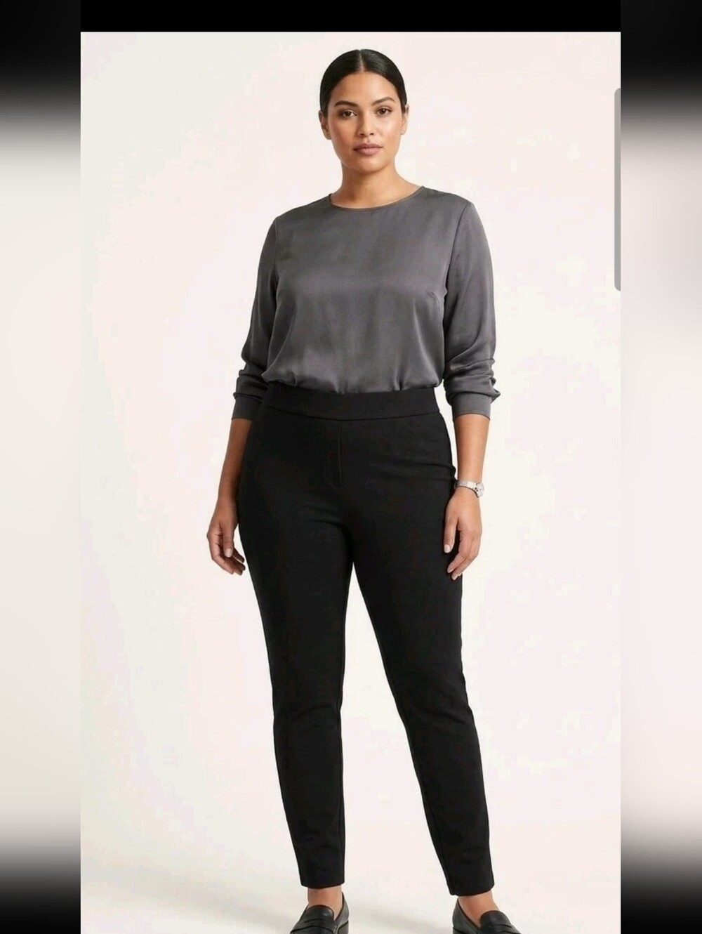 J.Jill Ponte Ankle Leggings Black Solid Women's Petites M Petite Ponte Fabric